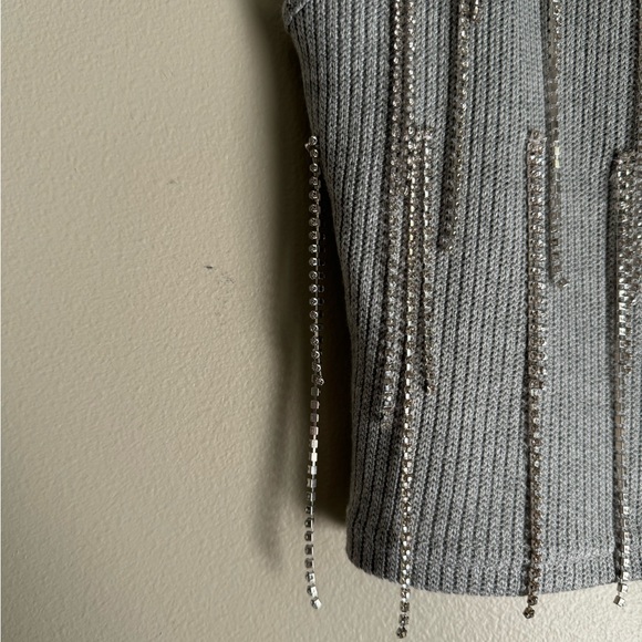 Nylon Apparel. Rhinestone tank. Gray. BNWT. Size Large. Smoke and pet free. - Picture 5 of 6